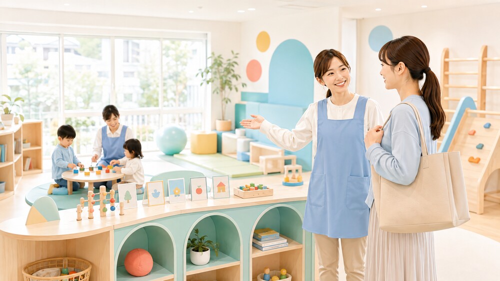 応募前に療育施設を見学するイメージ