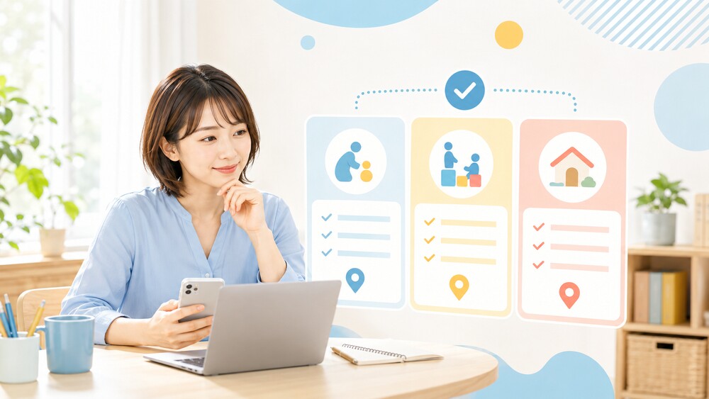 療育求人サイトを比較しながら仕事を探すイメージ