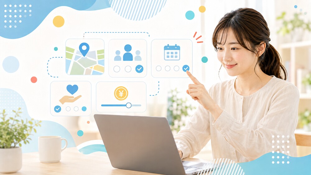 療育求人サイトを条件で選ぶイメージ